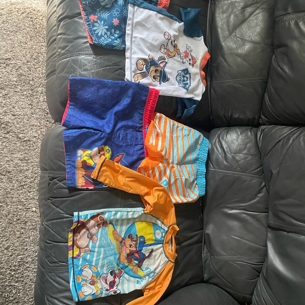 Paw Patrol Kids Swim Trunks Set - Blue, Orange, Red